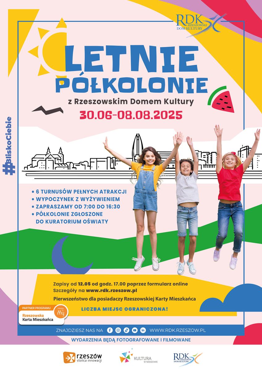 Plakat promujący p&oacute;łkolonie letnie 2025